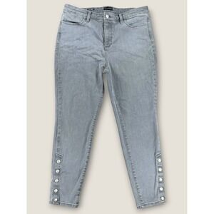 Talbots Petite Gray Jegging Jeans Size 14P Button‎ Hem Stretch